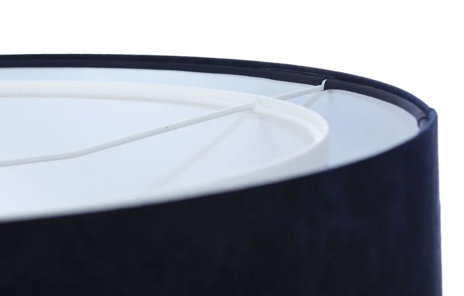 Hängelampen|Bürolampen*BPS Koncept Hängelampe Weiß Blau E27 rund Ø 50 cm Stoff Velours Optik