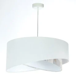 BPS Koncept Hängelampe Weiß Creme rund Ø 50 cm E27 Velours Optik Stoff< Bürolampen|Schlafzimmer Lampen