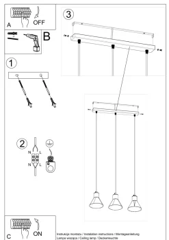 Sollux Hängelampe Weiß 3-flammig B: 45 cm ES111 Retro Metall< Hängelampen|Wohnzimmerlampen