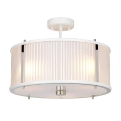 Jugendstil Lampen|Glaslampen*Elstead Hängelampe Weiß Glas Metall Ø40cm rund Jugendstil