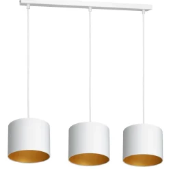 Hängelampen|Bürolampen*Luminex Hängelampe Weiß Gold Stoff Metall L:75 cm blendarm