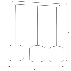 Hängelampen|Bürolampen*Luminex Hängelampe Weiß Gold Stoff Metall L:75 cm blendarm