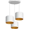 Luminex Hängelampe Weiß Gold Stoff Metall B:45 cm blendarm< Hängelampen|Bürolampen