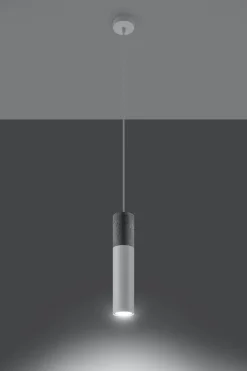 Wohnzimmerlampen|Moderne Lampen*Sollux Hängelampe Weiß Grau Metall Beton Ø8cm rund Esstisch