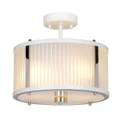 Jugendstil Lampen|Glaslampen*Elstead Hängelampe Weiß Klar Ø30 m rund Esstisch CARILA