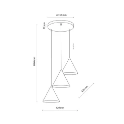 TK Lighting Hängelampe Weiß Metall Ø 42 cm 3-flammig Retro Design< Hängelampen|Bürolampen