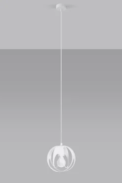 Hängelampen|Esszimmer Lampen*Sollux Hängelampe Weiß Metall Ø 16 cm rund Kugel E27