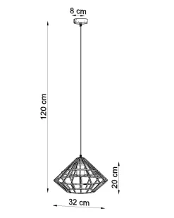 Hängelampen|Wohnzimmerlampen*Sollux Hängelampe Weiß Metall Draht Retro geometrisch E27