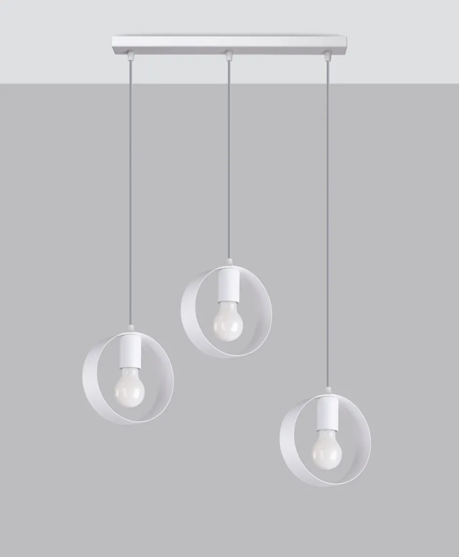 Sollux Hängelampe Weiß Metall 3-flammig verstellbar E27< Hängelampen|Esszimmer Lampen