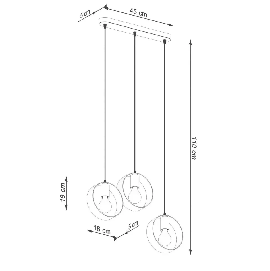 Sollux Hängelampe Weiß Metall 3-flammig verstellbar E27< Hängelampen|Esszimmer Lampen
