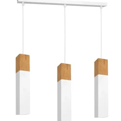 Hängelampen|Esszimmer Lampen*Luminex Hängelampe Weiß Metall Holz Skandinavisch 3