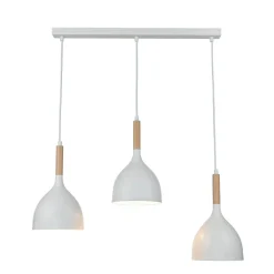 Luminex Hängelampe Weiß Metall Holz 3 flammig< Esszimmer Lampen|Wohnzimmerlampen