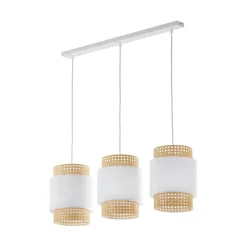 TK Lighting Hängelampe Weiß Natur Stoff Rattan E27 Boho Esstisch< Hängelampen|Esszimmer Lampen