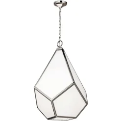 Hängelampen|Moderne Lampen*Elstead Hängelampe Weiß Nickel Modern Design geometrisch