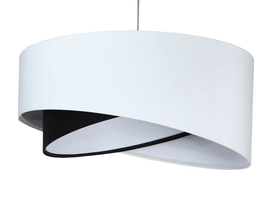 Bürolampen|Schlafzimmer Lampen*BPS Koncept Hängelampe Weiß Schwarz E27 rund Ø 50 cm Stoff Veloursoptik