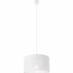 Lamkur Hängelampe Weiß Stoff Ø 35 cm verstellbar wohnlich Modern E27< Schlafzimmer Lampen|Küchenlampen