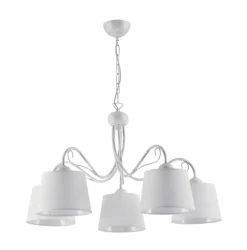 Hängelampen|Stofflampen*Jupiter Hängelampe Weiß Stoff Ø80cm LOCOLA Esszimmer 5xE27