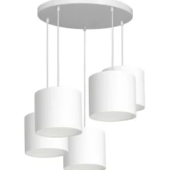 Luminex Hängelampe Weiß Stoff Metall B:58 cm 5-flmg blendarm< Hängelampen|Bürolampen