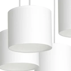 Luminex Hängelampe Weiß Stoff Metall B:58 cm 5-flmg blendarm< Hängelampen|Bürolampen