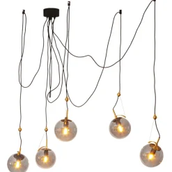 Hängelampen|Wohnzimmerlampen*By Rydéns Hängelampe XXL Metall Rauchglas E27 H: max. 200 cm Retro