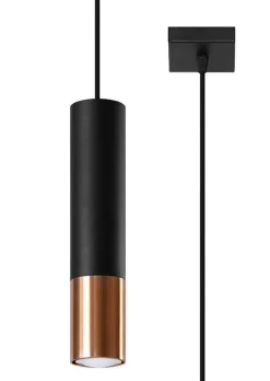 Sollux Hängelampe Zylinder Schwarz Kupfer Ø 6 cm GU10 Metall< Moderne Lampen|Esszimmer Lampen