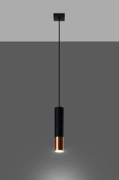 Sollux Hängelampe Zylinder Schwarz Kupfer Ø 6 cm GU10 Metall< Moderne Lampen|Esszimmer Lampen
