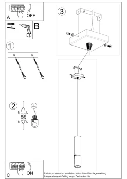 Sollux Hängelampe Zylinder Schwarz Kupfer Ø 6 cm GU10 Metall< Moderne Lampen|Esszimmer Lampen