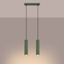 Sollux Hängeleuchte 30 cm breit 2-flammig GU10 Grün Modern aus Alu< Hängelampen|Wohnzimmerlampen