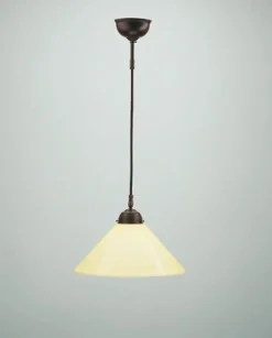 Berliner Messingleuchten Hängeleuchte Antik Messing Glas Elfenbein E27 Ø30 cm< Hängelampen|Bürolampen