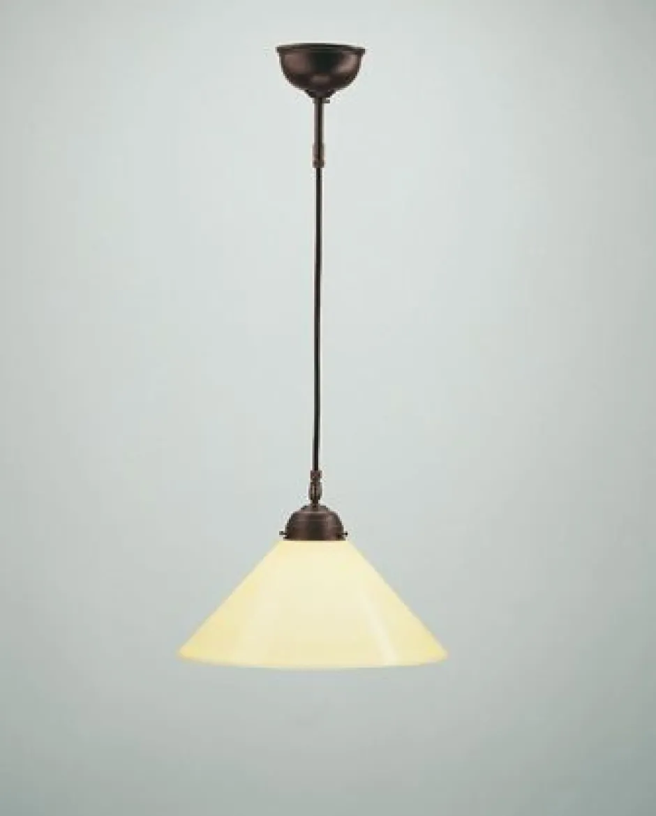 Berliner Messingleuchten Hängeleuchte Antik Messing Glas Elfenbein E27 Ø30 cm< Hängelampen|Bürolampen