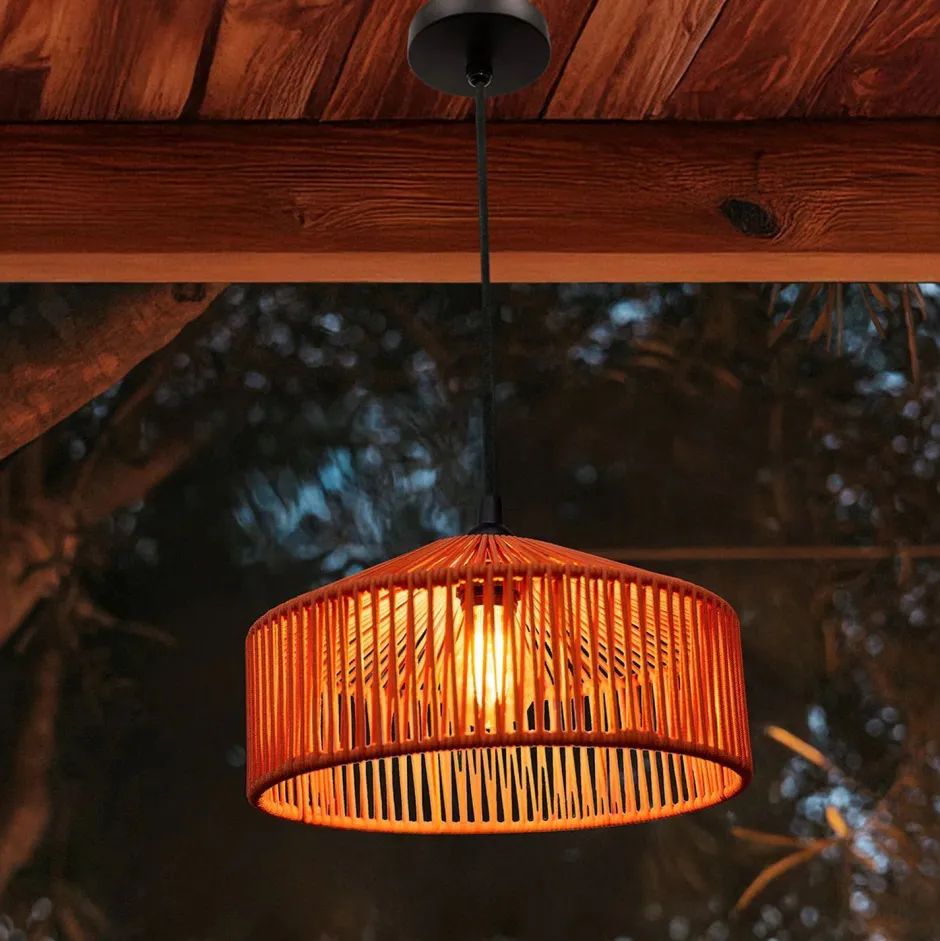 Newgarden Hängeleuchte außen E27 IP54 Ø 30 cm in Terracotta Seilschirm< Metall Lampen|Hängeleuchten Außen
