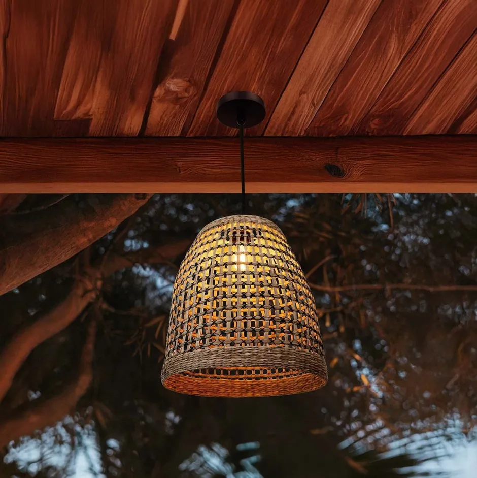 Hängeleuchten Außen|Moderne Außenleuchten*Newgarden Hängeleuchte außen Seegras E27 IP44 Ø 33 cm Natur Boho