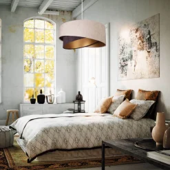 Hängelampen|Esszimmer Lampen*BPS Koncept Hängeleuchte Beige Gold Braun Esstisch Lampe