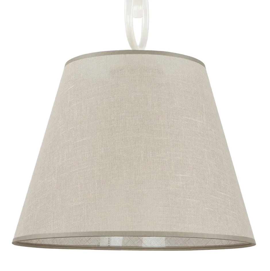 Hängelampen|Esszimmer Lampen*Lamkur Hängeleuchte Beige Landhaus rund Esstisch Stoff