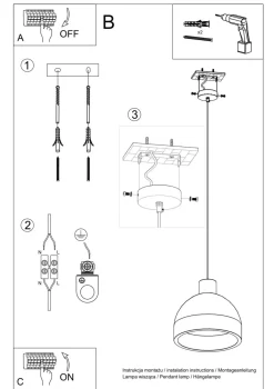 Wohnzimmerlampen|Betonlampen*Sollux Hängeleuchte Beton Ø 28 cm Modern Grau E27 verstellbar