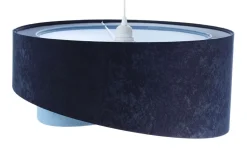 Hängelampen|Bürolampen*BPS Koncept Hängeleuchte Blau E27 rund D: 50 cm Velours Optik Stoff