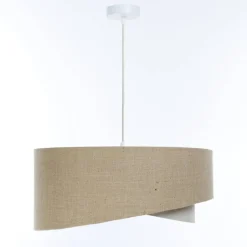 Wohnzimmerlampen|Schlafzimmer Lampen*BPS Koncept Hängeleuchte Boho rund D: 45 cm Natur Creme Stoff E27