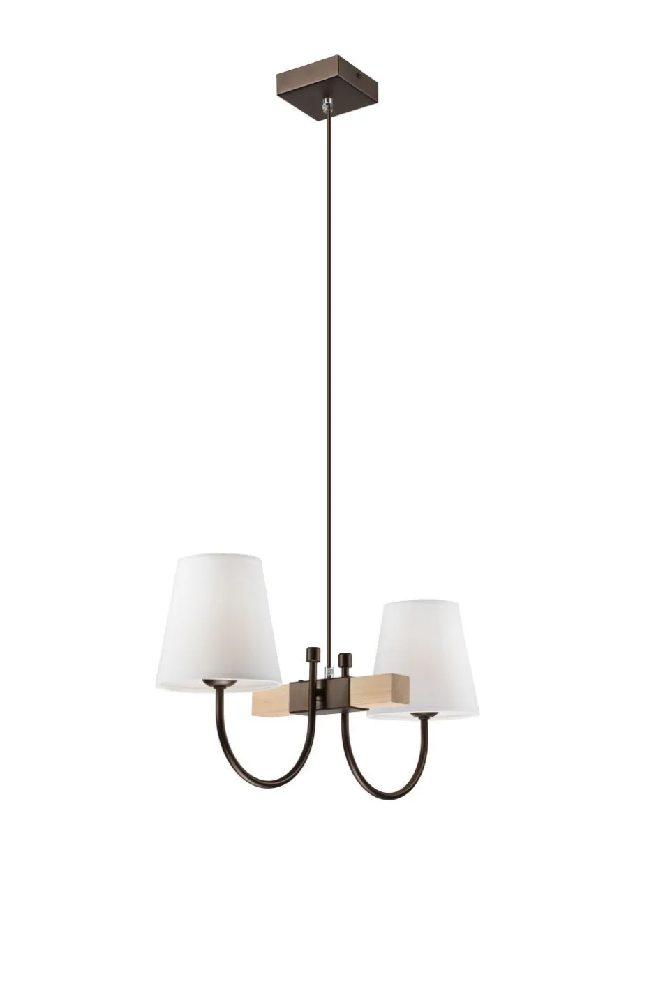 Rustikale Lampen|Stofflampen*Lamkur Hängeleuchte Braun Holz 2-flmg Wohnzimmer Esstisch