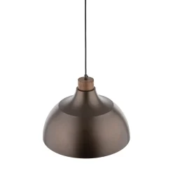 Esszimmer Lampen|Schlafzimmer Lampen*TK Lighting Hängeleuchte Braun Metall Holz D: 34 cm rund E27 Retro