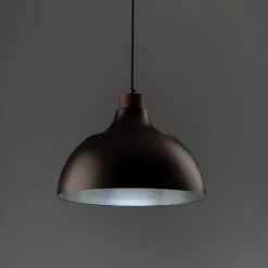 Esszimmer Lampen|Schlafzimmer Lampen*TK Lighting Hängeleuchte Braun Metall Holz D: 34 cm rund E27 Retro