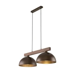 Hängelampen|Bürolampen*TK Lighting Hängeleuchte Braun Metall Holz L: 83 E27 2-flammig