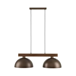 Hängelampen|Bürolampen*TK Lighting Hängeleuchte Braun Metall Holz L: 83 E27 2-flammig