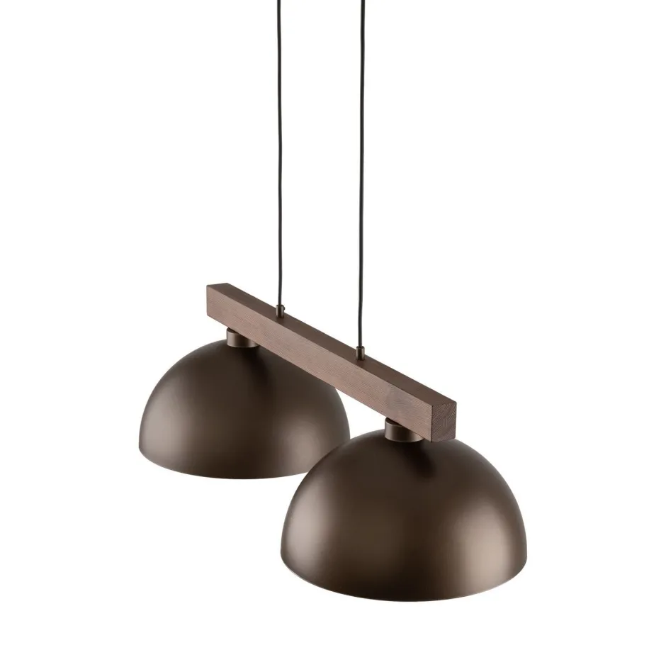 Hängelampen|Bürolampen*TK Lighting Hängeleuchte Braun Metall Holz L: 83 E27 2-flammig