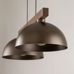 Hängelampen|Bürolampen*TK Lighting Hängeleuchte Braun Metall Holz L: 83 E27 2-flammig