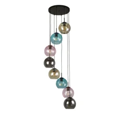 Hängelampen|Bürolampen*Searchlight Hängeleuchte Bunt Ø 54 cm H: max. 2 m verstellbar Glas