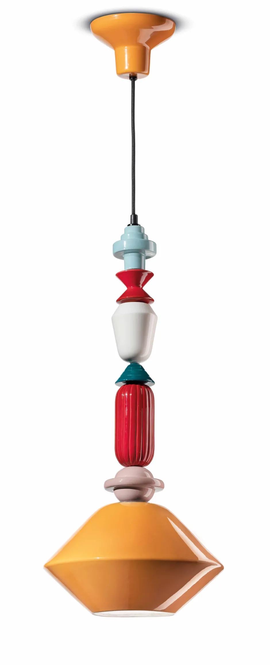 Wohnzimmerlampen|Keramiklampen*Ferroluce Hängeleuchte Bunt Keramik Ø 31 cm Handarbeit E27 Retro