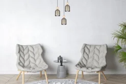 Hängelampen|Bürolampen*Belis Hängeleuchte Champagner Metall Holz 3-flmg E27 Ø36 cm