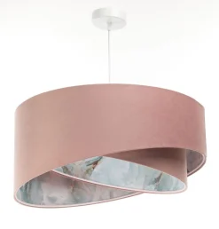 Bürolampen|Schlafzimmer Lampen*BPS Koncept Hängeleuchte D: 50 cm E27 Rosa Hellblau Stoff Velours Optik