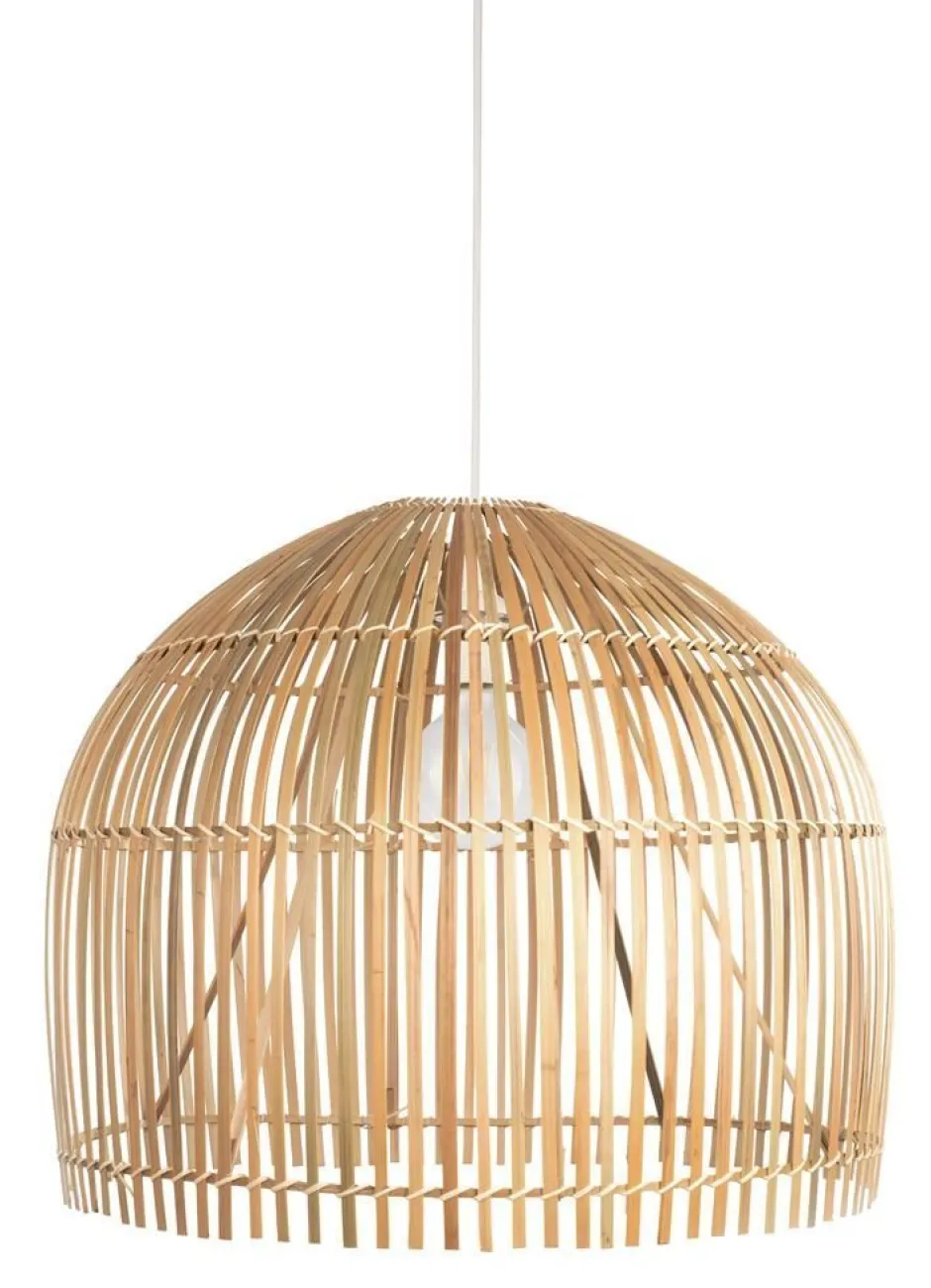 Hängelampen|Wohnzimmerlampen*Searchlight Hängeleuchte E27 Ø 60 cm Weiß Natur Holz Bambus Korb Boho