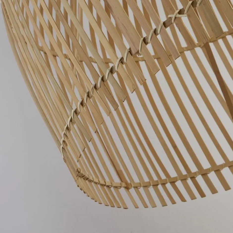 Hängelampen|Wohnzimmerlampen*Searchlight Hängeleuchte E27 Ø 60 cm Weiß Natur Holz Bambus Korb Boho